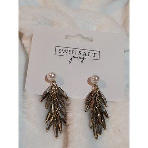 Gold Gray Bead Cluster with Pearl Posts | Sweet Salt Jewelry